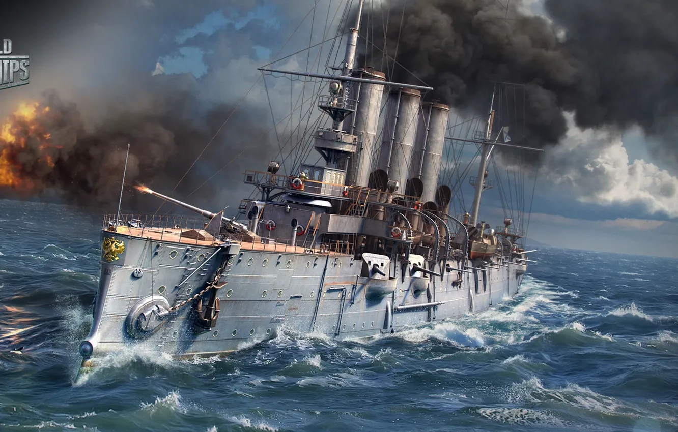 Photo wallpaper sea, ship, shot, cruiser, Diana, World of Warships, The World Of Ships