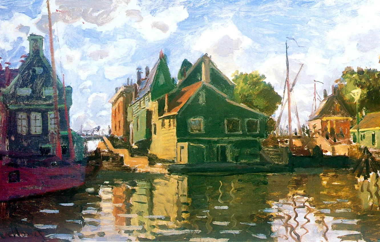 Photo wallpaper landscape, home, picture, Claude Monet, The Zaandam. Channel
