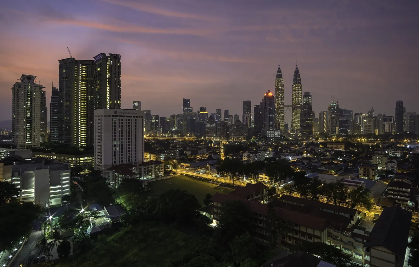 Photo wallpaper the city, darkness, Malaysia, Kuala Lumpur