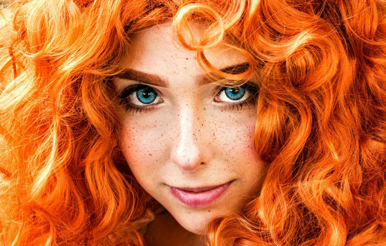 Photo wallpaper girl, photo, blue eyes, model, lips, face, portrait, mouth