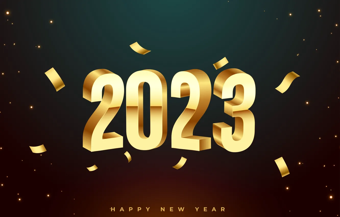 Photo wallpaper lights, the inscription, Shine, new year, figures, gold, green background, date