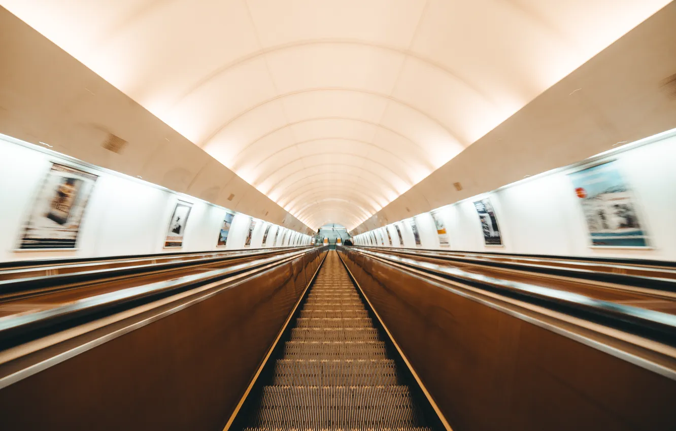Photo wallpaper tunnel, perspective, escalators