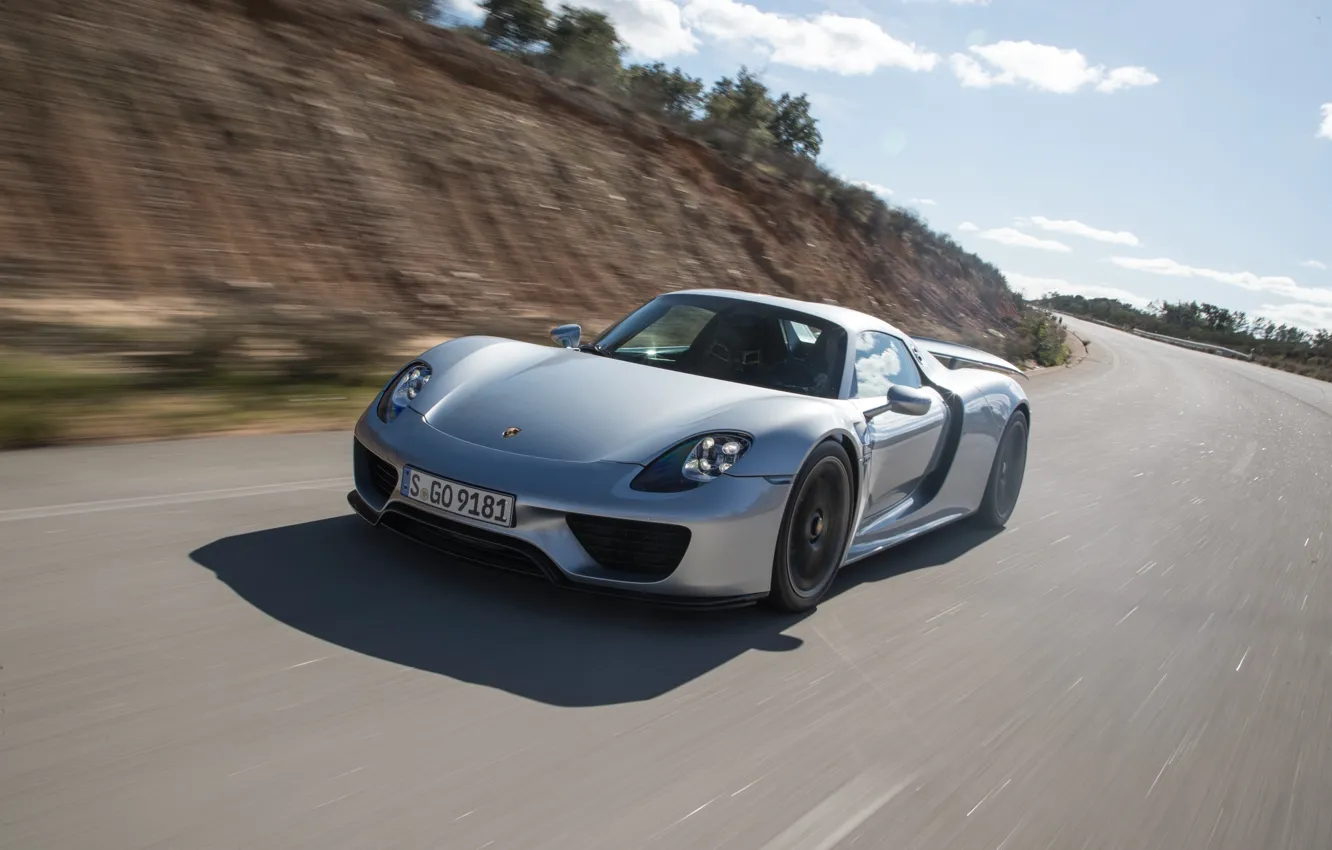 Photo wallpaper road, movement, Porsche, Porsche, Porsche 918 Spyder