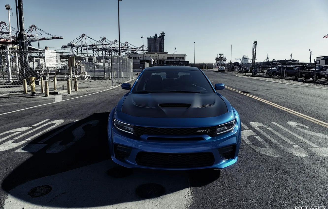 Photo wallpaper car, machine, auto, blue, rendering, Dodge, sports car, car