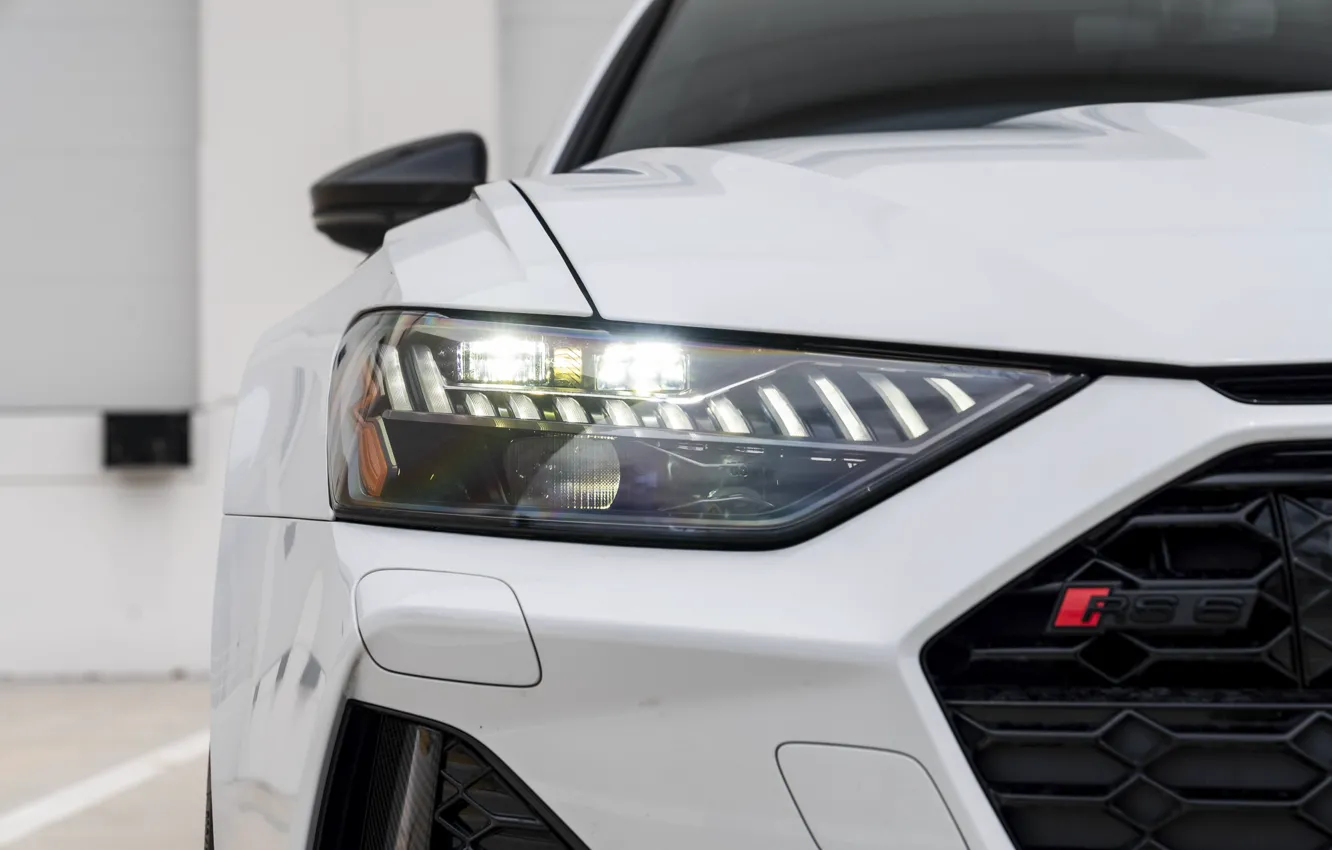 Photo wallpaper Audi, White, Face, Before, RS6, Full LED Lights