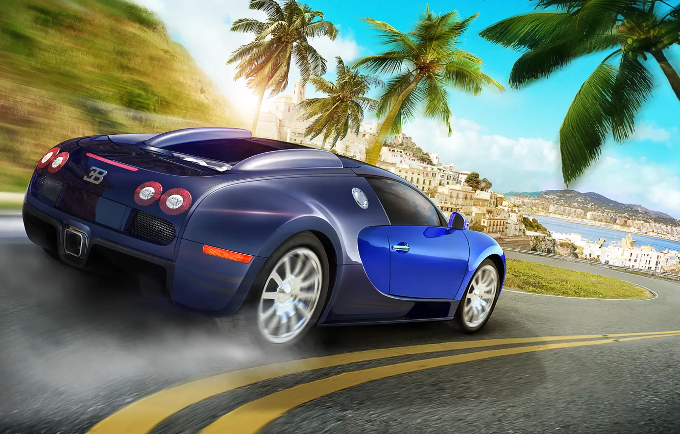 Photo wallpaper machine, the city, island, Bugatti Veyron, Ibiza, Test Drive Unlimited 2