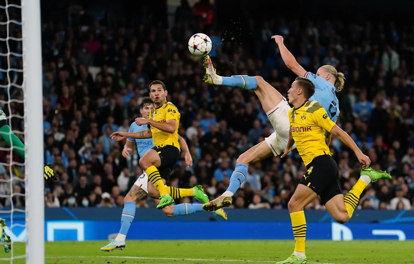 Photo wallpaper football, Manchester city, Manchester City, Borussia, Erling Haaland, Erling Holland, Borussia Dortmund