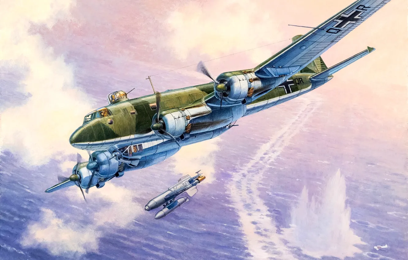 Photo wallpaper Bomber, Focke-Wulf, Luftwaffe, Condor, Long-range reconnaissance, Fw-200C-6