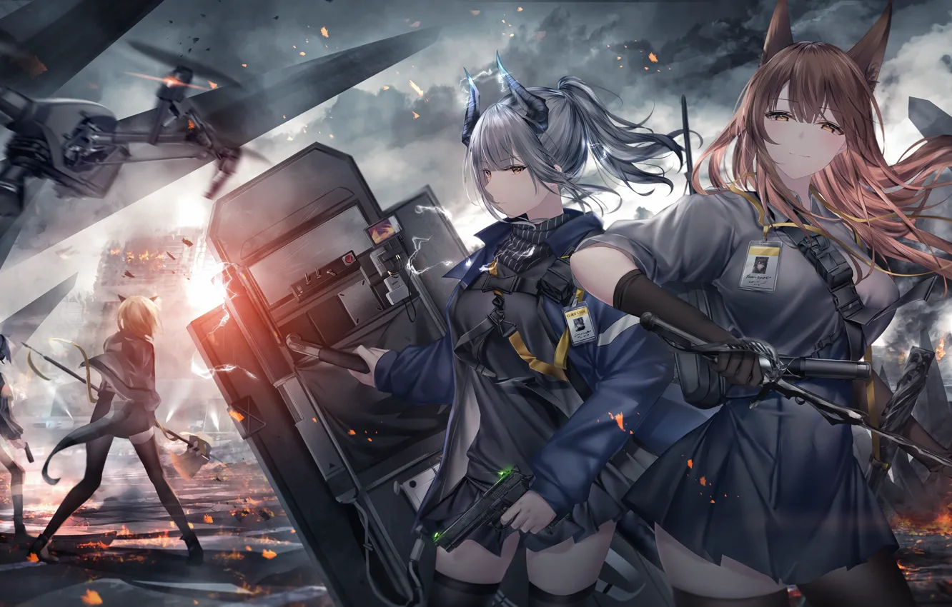 Photo wallpaper vanilla, gun, war, Liskarm, Jessica, Arknights, Franka, girl