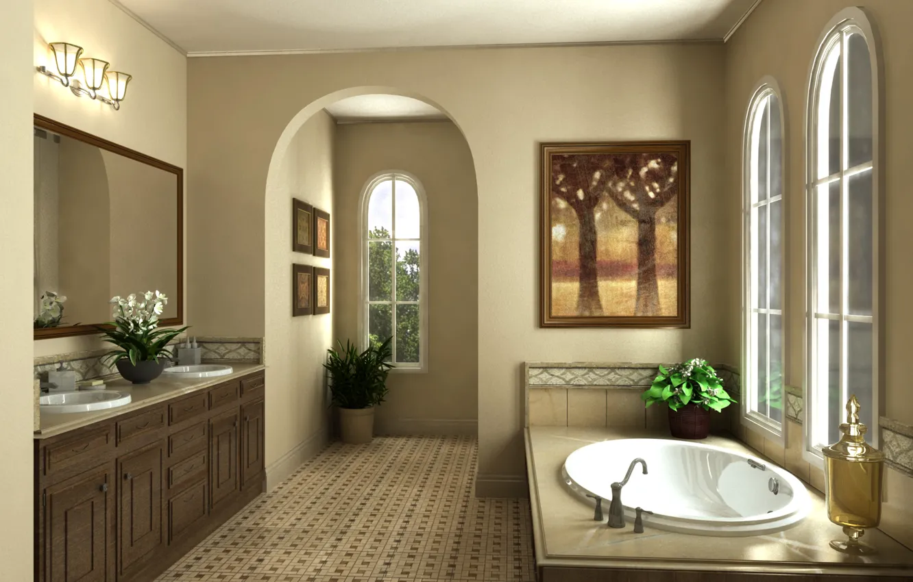 Photo wallpaper interior, bathroom, komnata