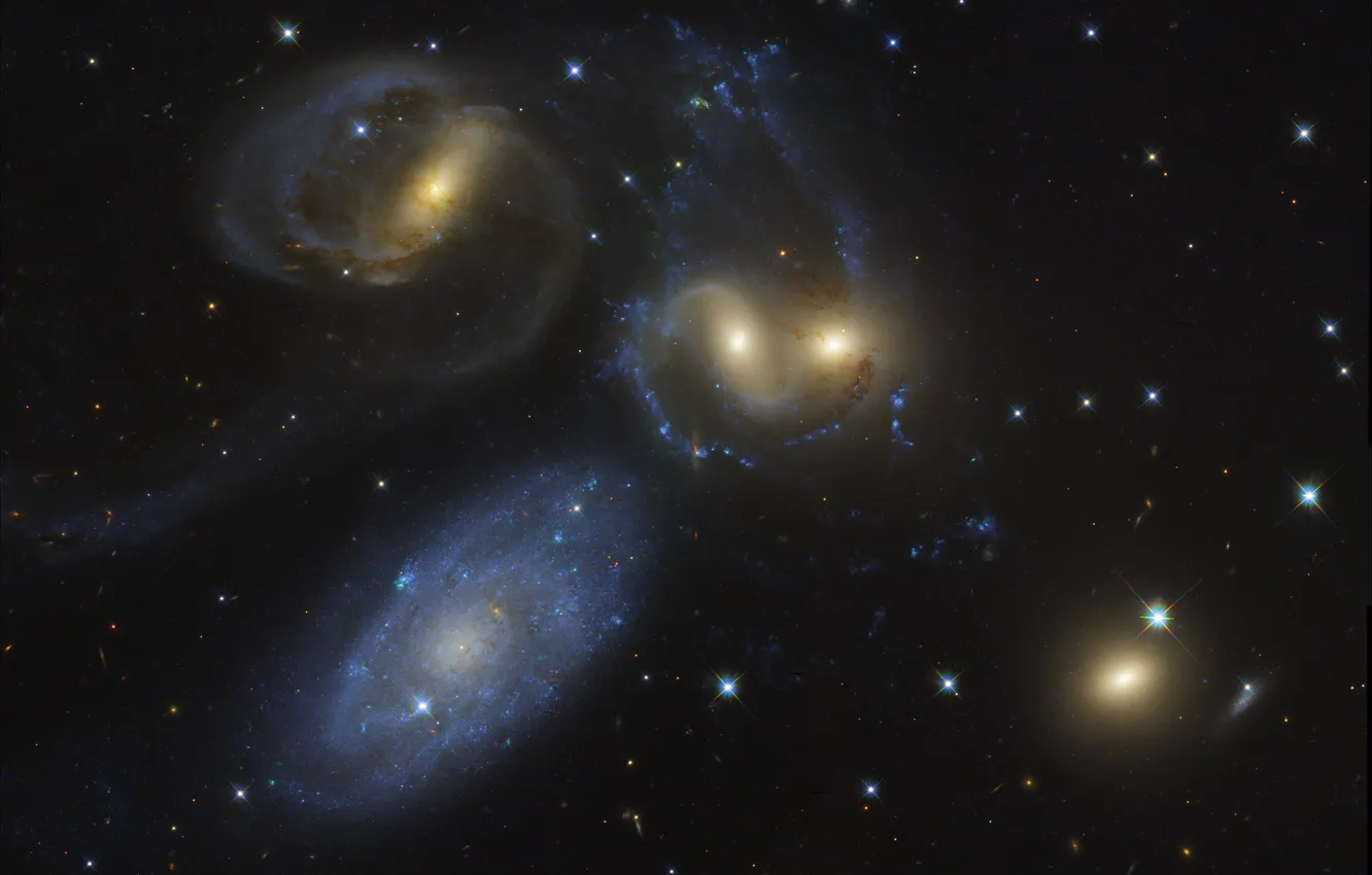 Photo wallpaper 7318A, Stephan's Quintet, 7317, NGC 7319, 7318B