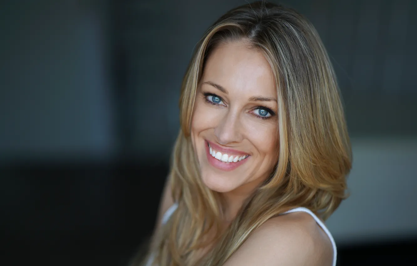 Photo wallpaper eyes, face, smile, background, hair, lips