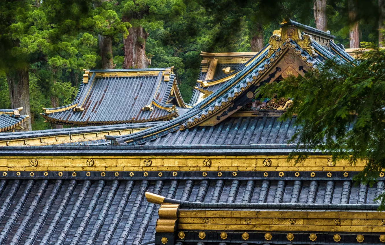 Photo wallpaper roof, Japan, architecture, Honshu, Nikko city, Tochigi Prefecture, Nikko Toshogu Shrine, Nikko Tosogu Temple