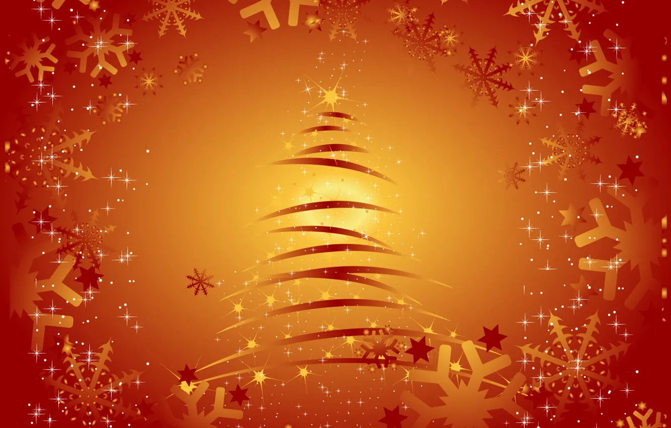 Photo wallpaper tree, new year, vector