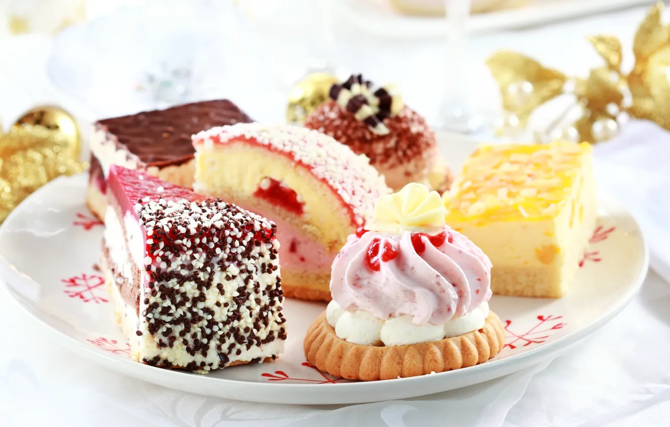 Photo wallpaper food, sweets, cream, dessert, cakes, dish