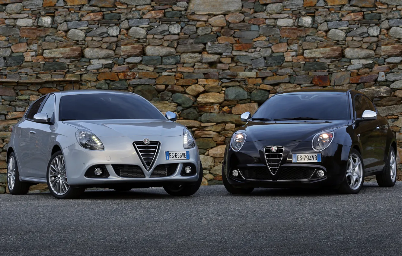 Photo wallpaper white, black, Alfa Romeo, mixed
