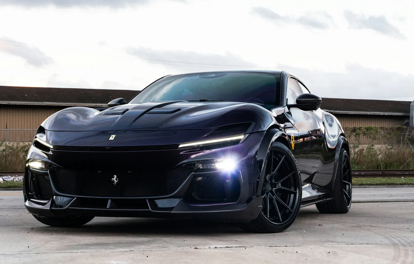 Photo wallpaper Ferrari, Ferrari Thoroughbred, Purosangue, Road, Purple