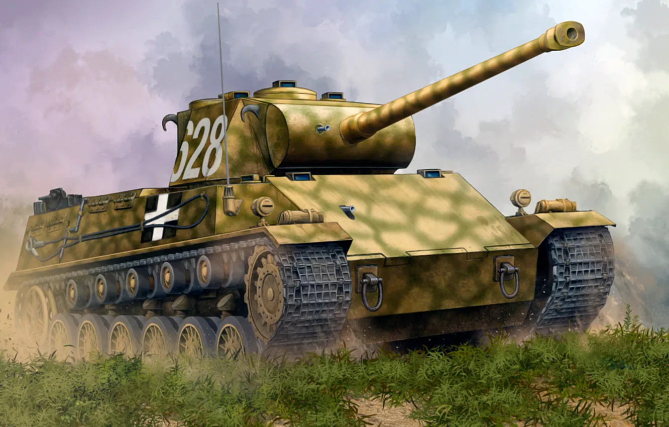 Photo wallpaper war, art, painting, tank, Hungarian 44M Tas