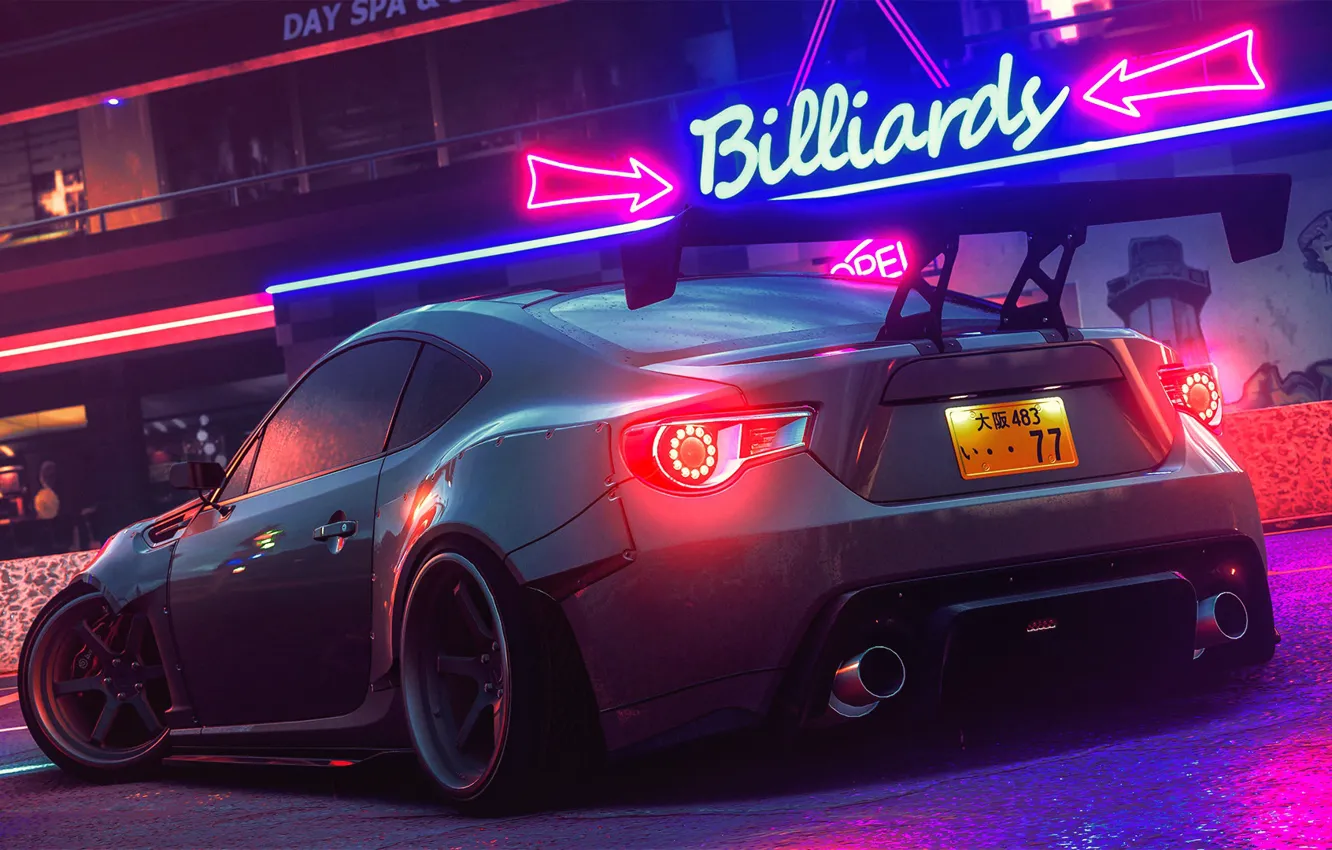 Photo wallpaper car, machine, auto, neon, Need for Speed, nfs, subaru brz, 2015