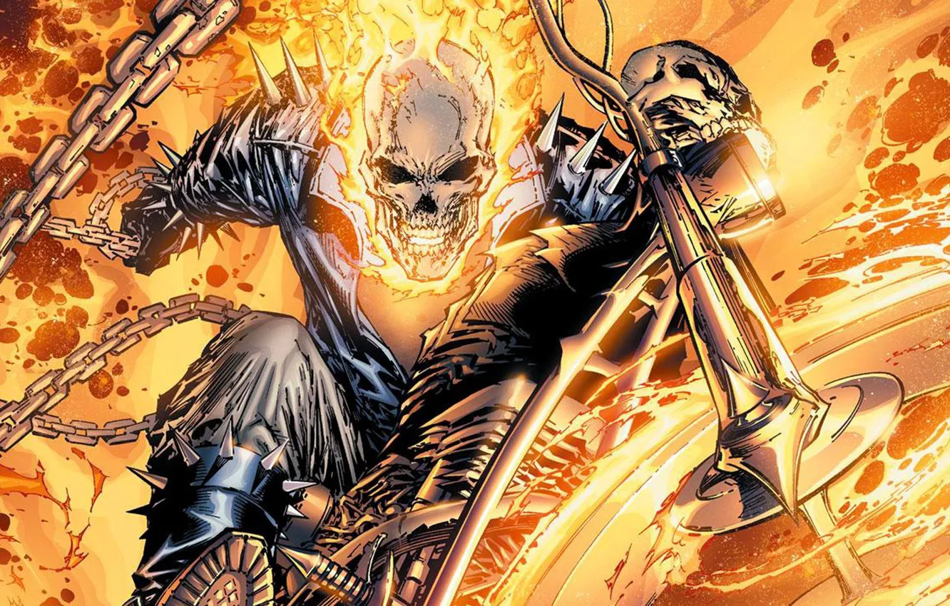 Photo wallpaper sake, Ghost Rider, Marvel, Comics, Hellfire, byke