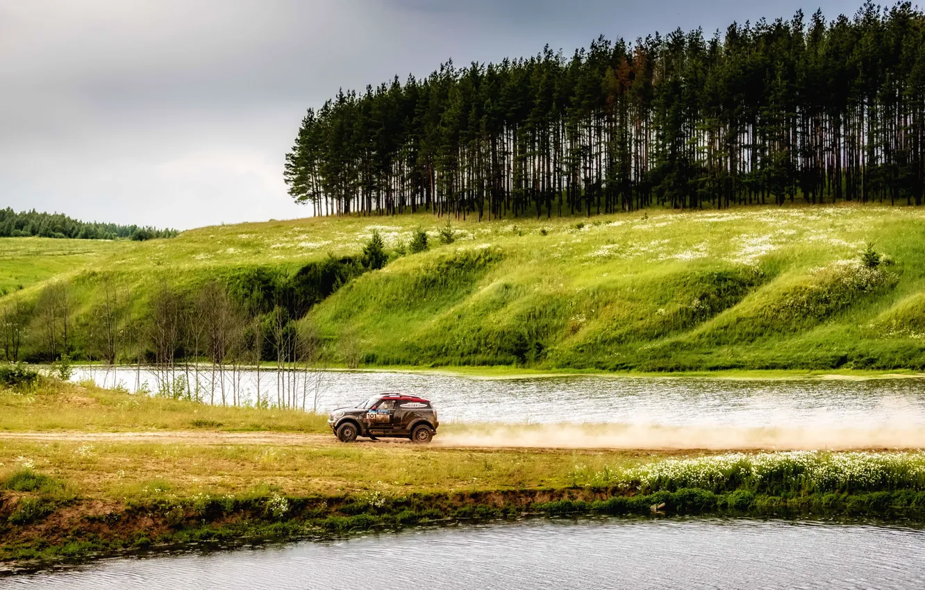 Photo wallpaper race, sport, desert, speed, Mini, SUV, Mini Cooper, Rally