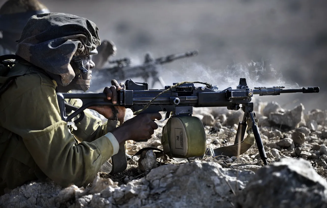 Photo wallpaper army, soldiers, machine gun, Israel, Israel Defence Force, Israel, IDF, The Negev