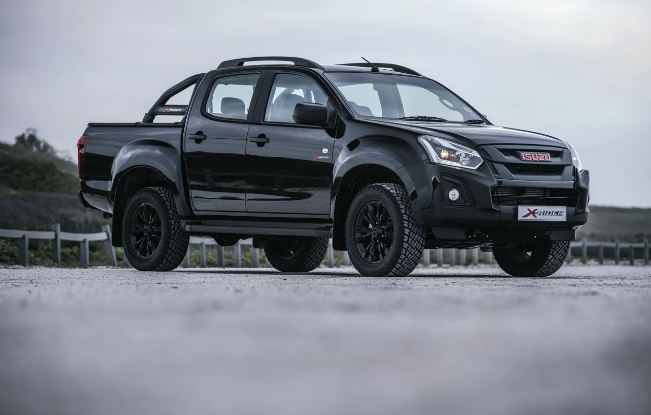 Photo wallpaper black, pickup, Isuzu, D-Max, 2019, right side, X-Rider Black