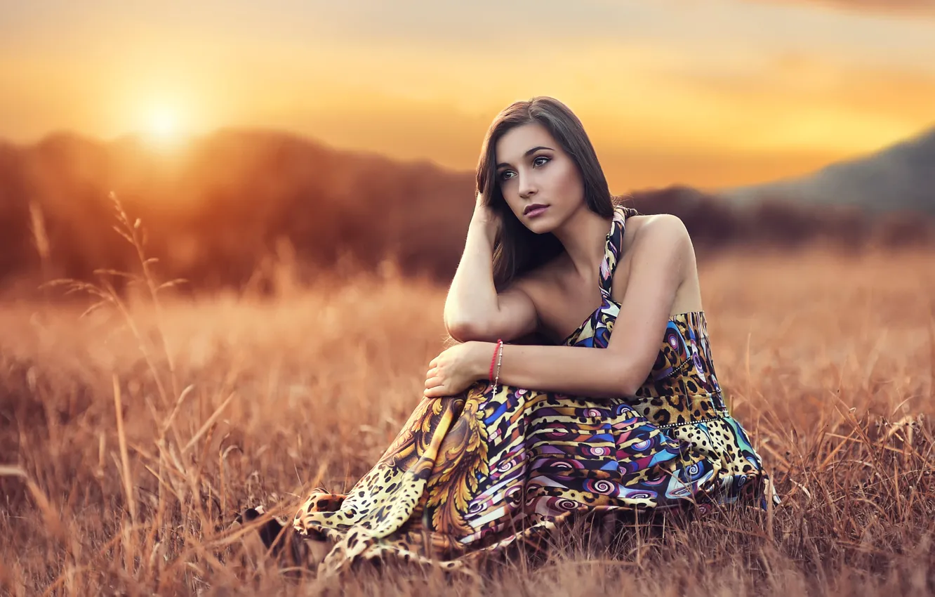 Photo wallpaper sunset, makeup, Alessandro Di Cicco, Slow Sunset