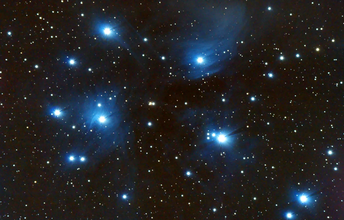 Photo wallpaper space, stars, The Pleiades, star cluster, in the constellation of Taurus, M45