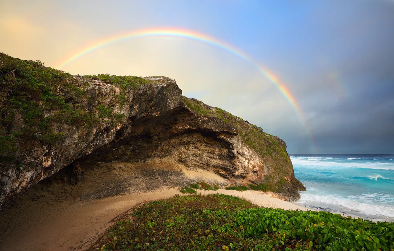 Photo wallpaper open, coast, rainbow, the atmosphere
