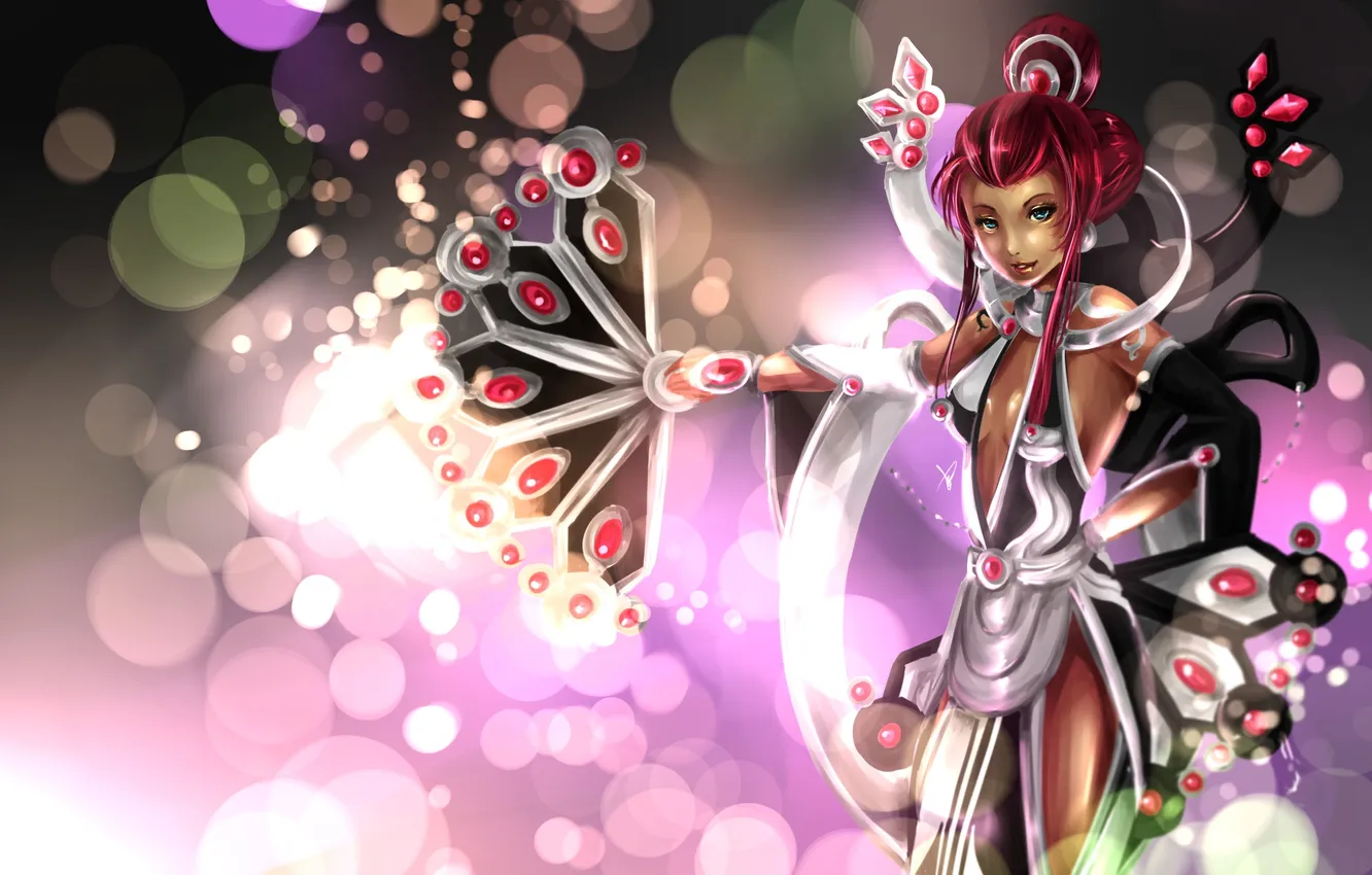 Photo wallpaper look, girl, smile, fan, art, League of Legends, Hannah515