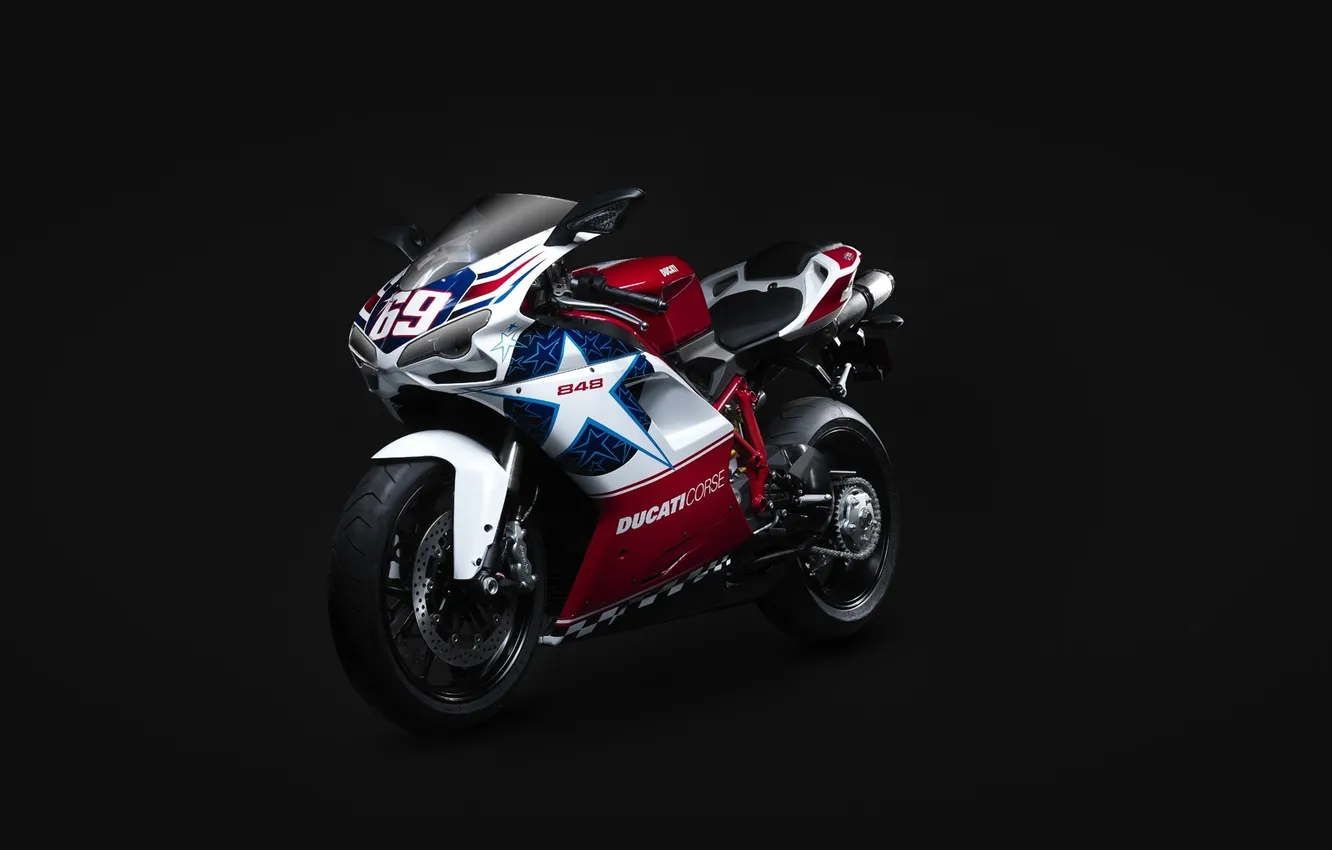 Photo wallpaper motorcycle, Ducati, black background, Superbike, superbike, Ducati, 848, Nicky Hayden Edition