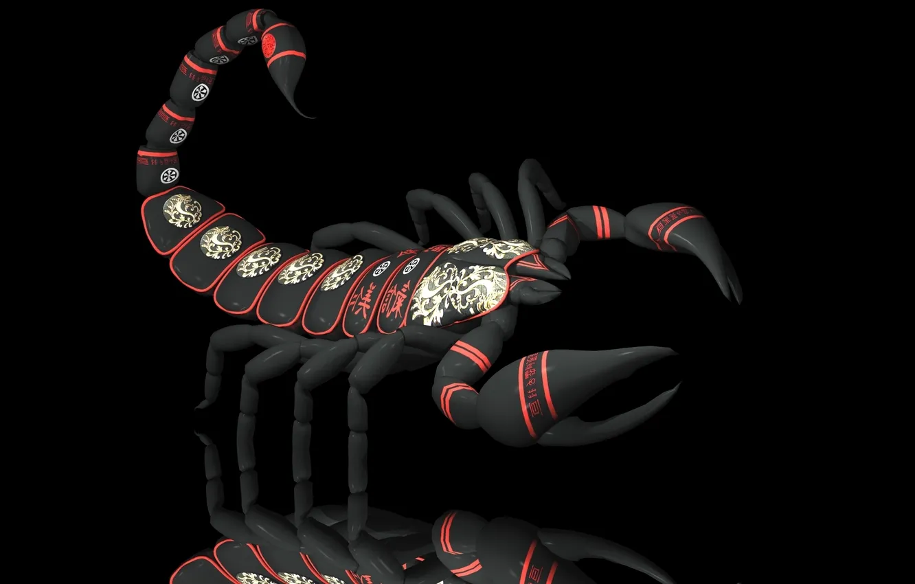 Photo wallpaper characters, Scorpio, black and red