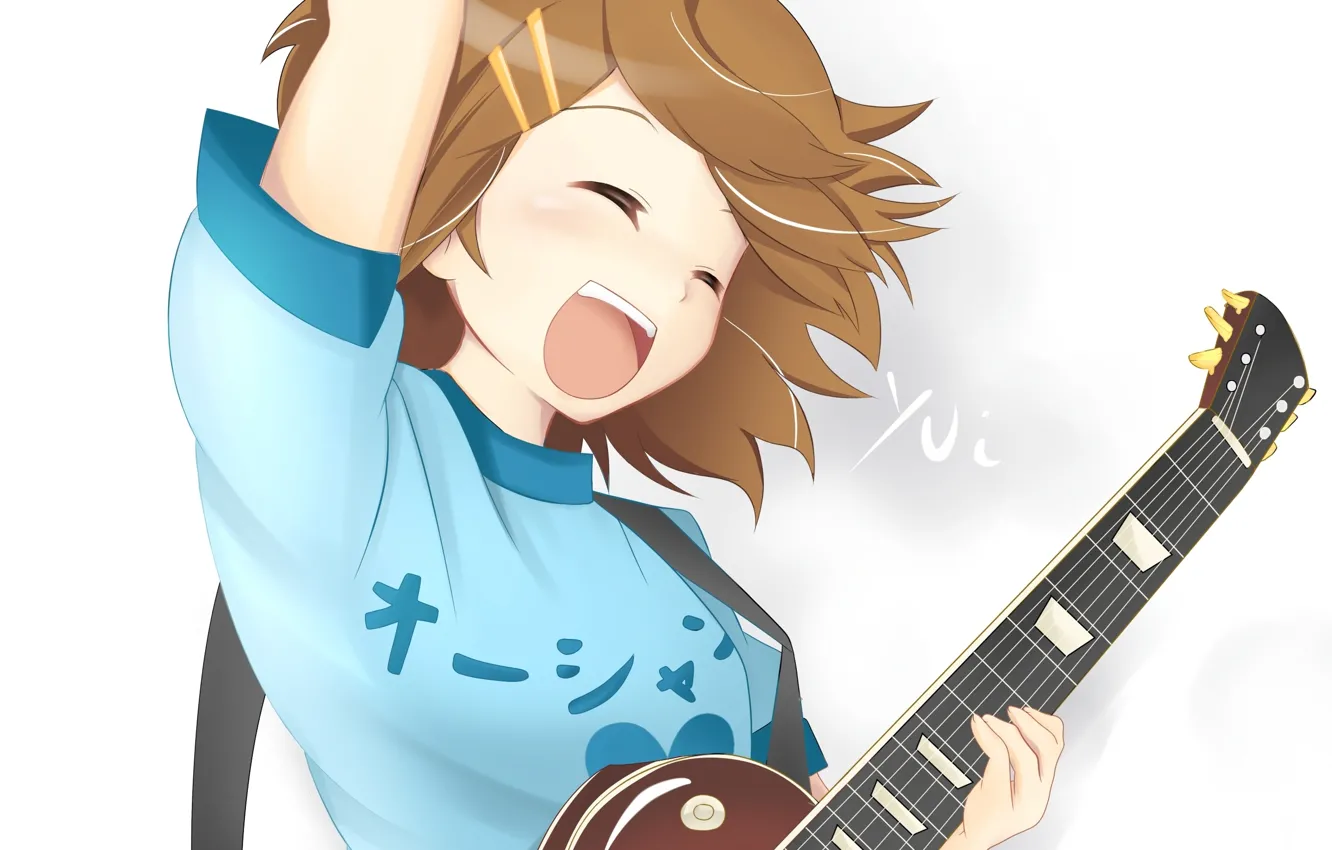 Photo wallpaper girl, guitar, k-on!, barrette, yui, light music