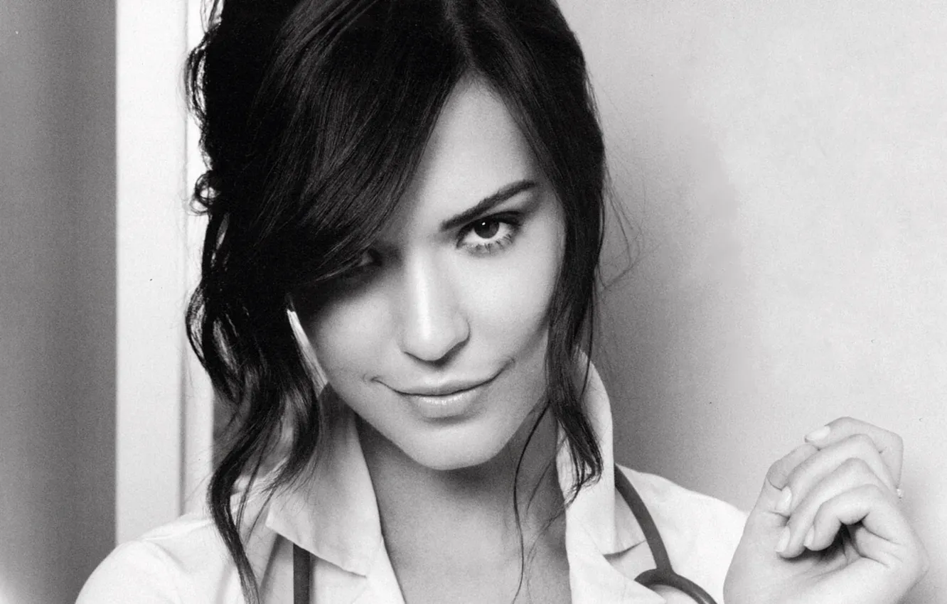 Photo wallpaper actress, black and white, Odette Annable, actress, Odette Annable