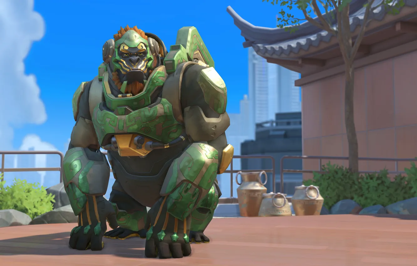 Photo wallpaper robot, characters, Overwatch, Winston