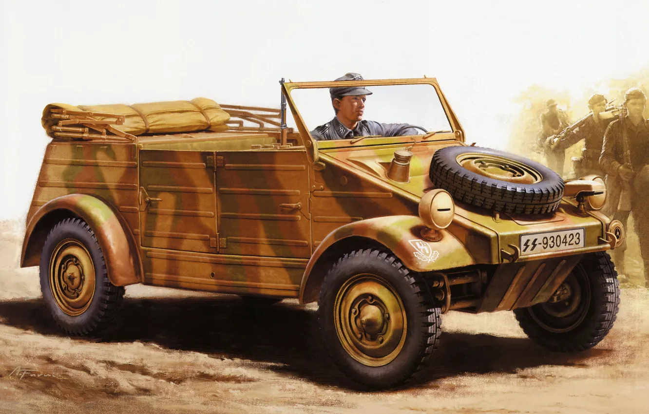 Photo wallpaper figure, Volkswagen, car, The second world war, high, patency, German, Тур 82 (Kübelwagen)