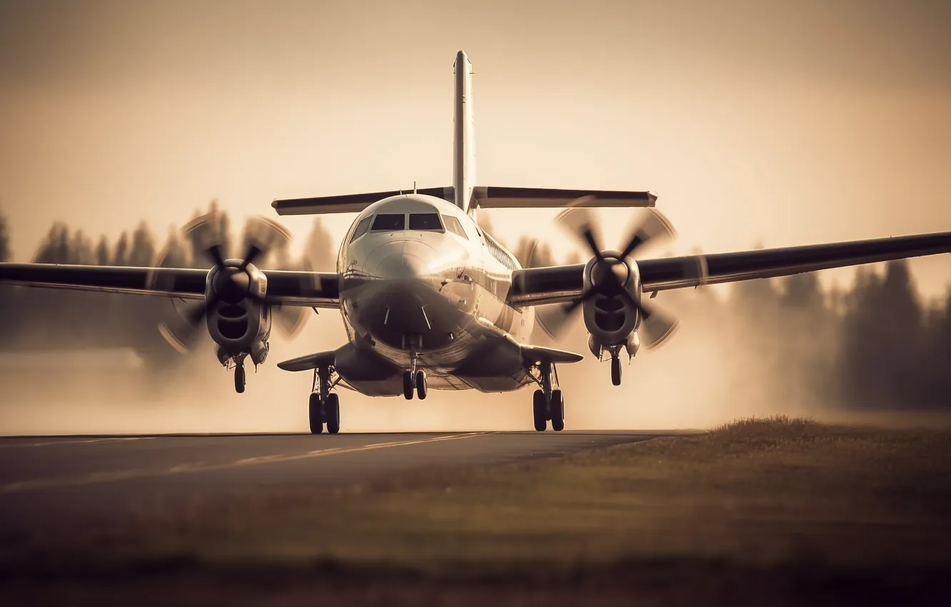 Photo wallpaper trees, dust, propeller, the plane, the rise, digital art, AI art, The Art of Artificial …