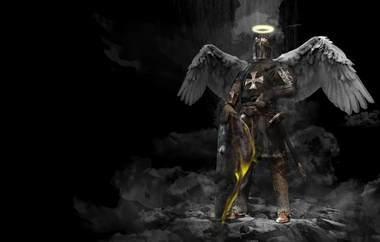 Photo wallpaper fantasy, angel, knight
