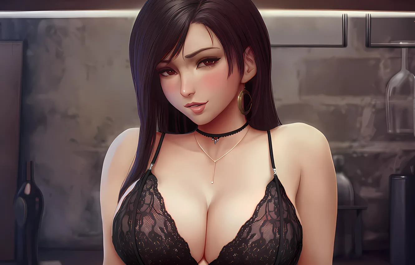 Photo wallpaper girl, sexy, lingerie, Final Fantasy, bra, cleavage, long hair, boobs