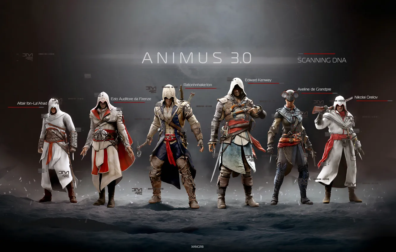 Photo wallpaper Edward, Altair, Ezio, Connor, assassins, Assassin's Creed IV: Black Flag, Animus 3, Evelyn