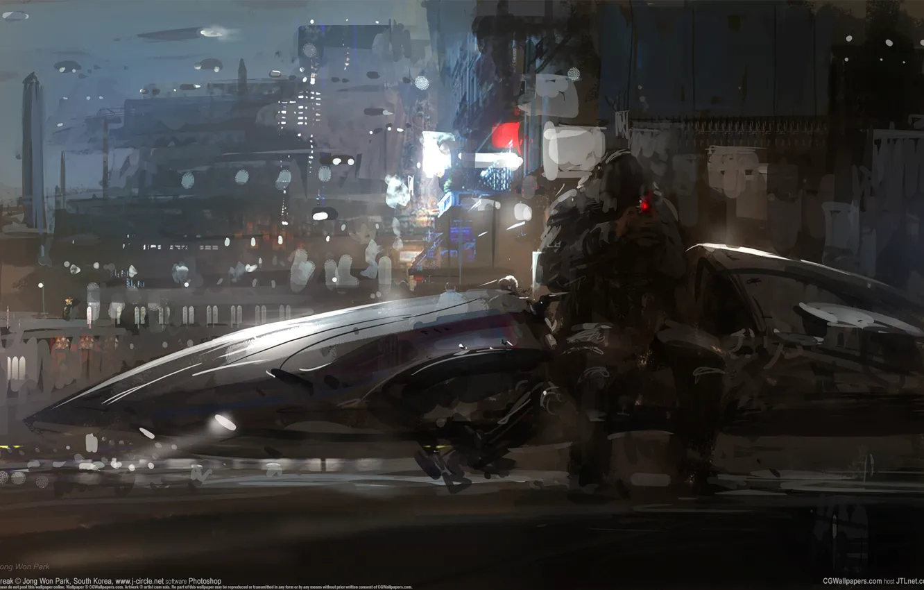 Photo wallpaper city, the city, fiction, people, ship, spaceship, sci-fi, CG wallpapers