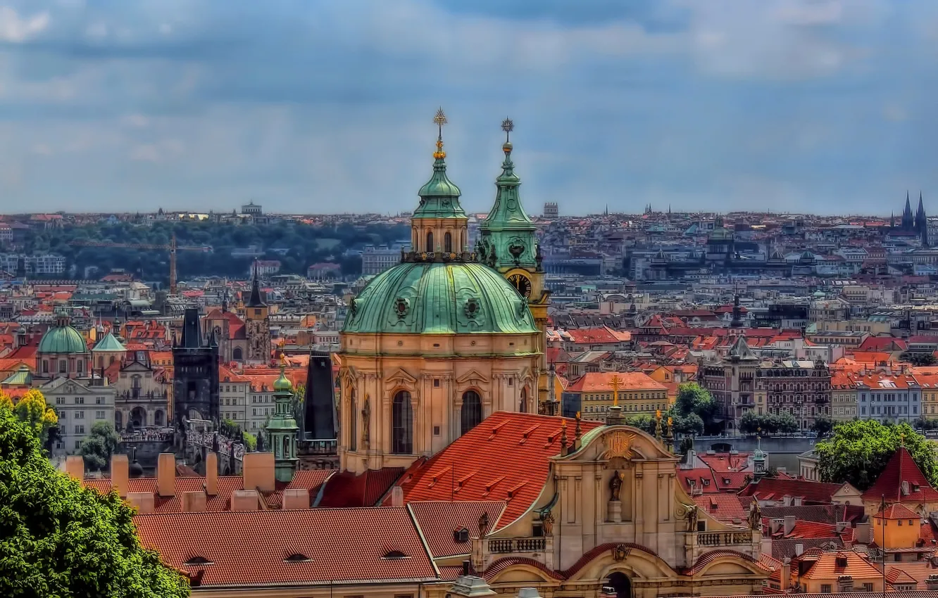 Photo wallpaper building, Prague, Czech Republic, Church, panorama, temple, Prague, Czech Republic