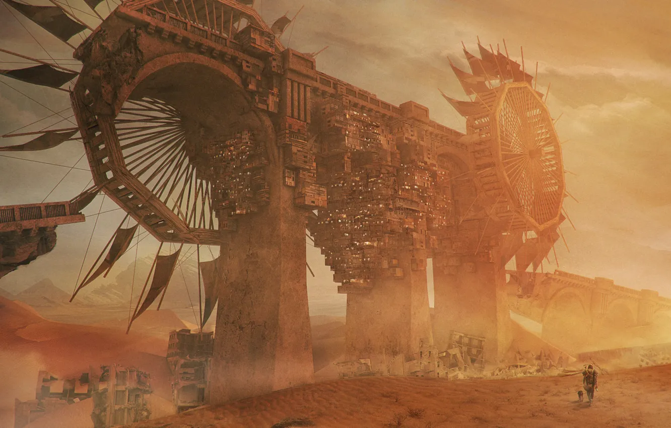 Photo wallpaper desert, construction, The Bridge