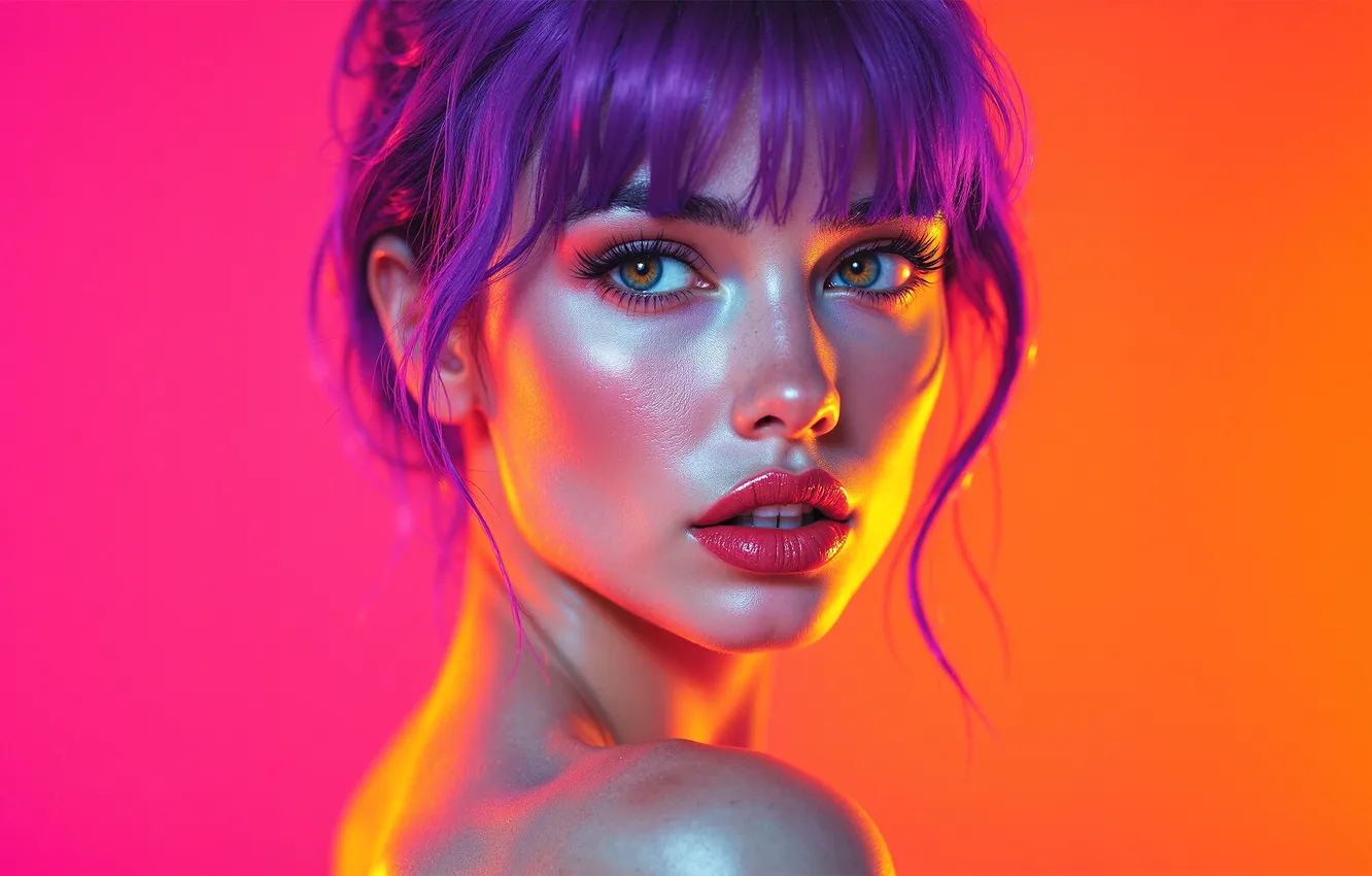 Photo wallpaper colorful, girl, women, AI Art