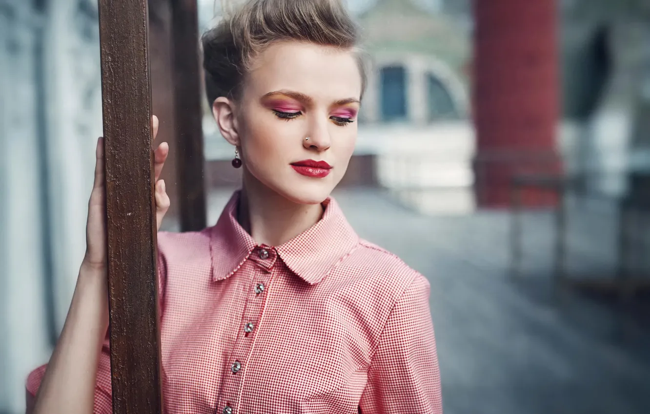 Photo wallpaper portrait, makeup, shirt, Alena Emelyanova