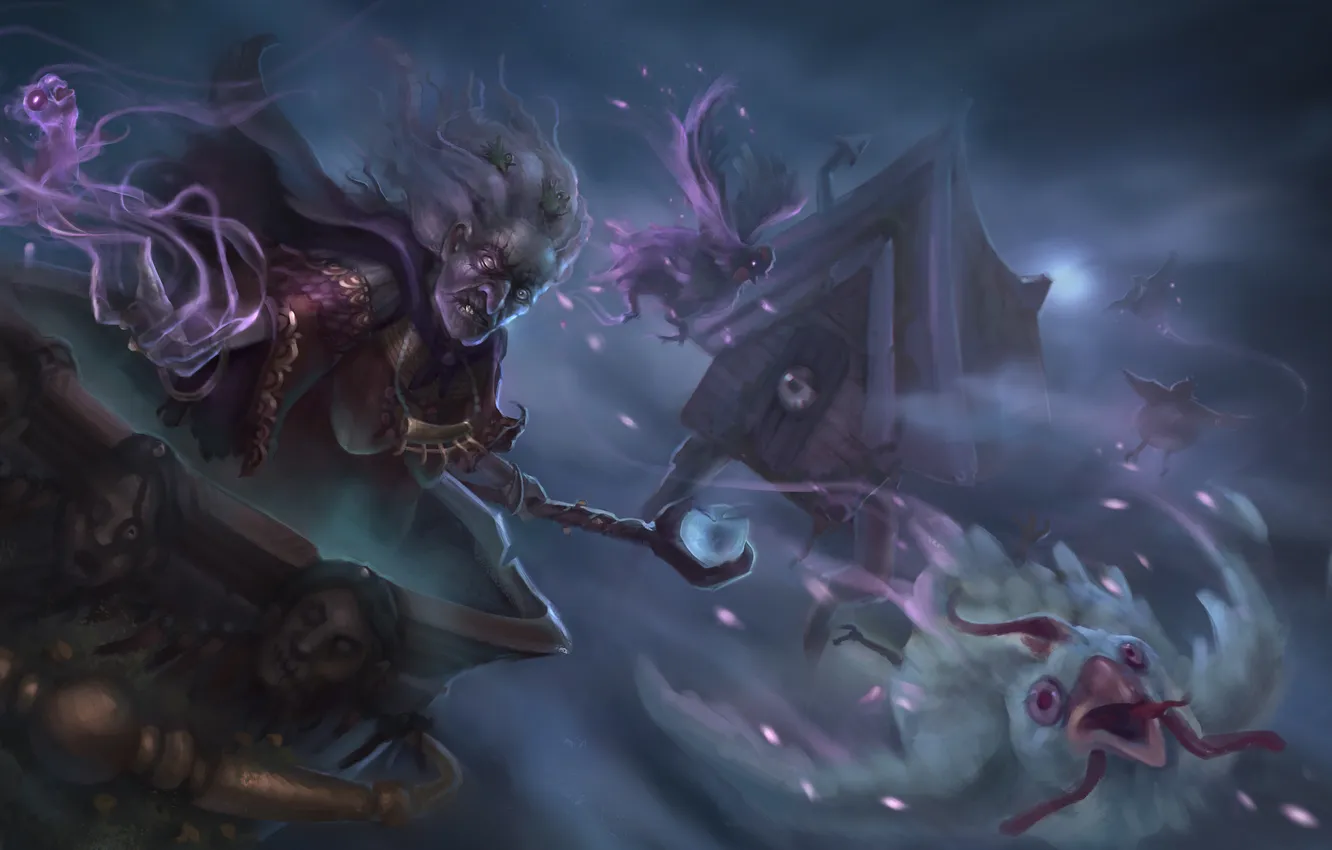 Photo wallpaper hut, witchcraft, Baba Yaga, stupa, Baba Yaga