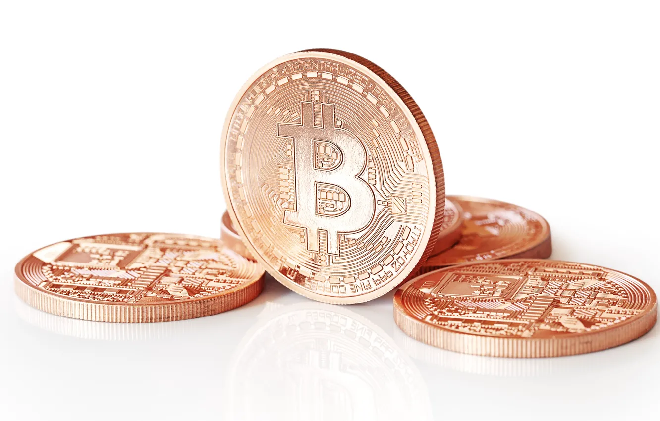 Photo wallpaper golden, logo, coins, bitcoins