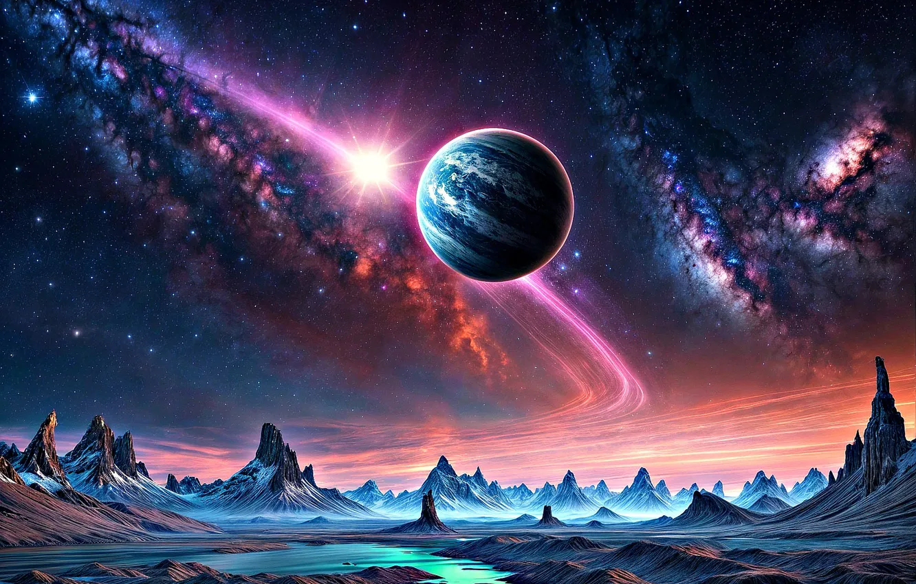 Photo wallpaper space, surface, planet