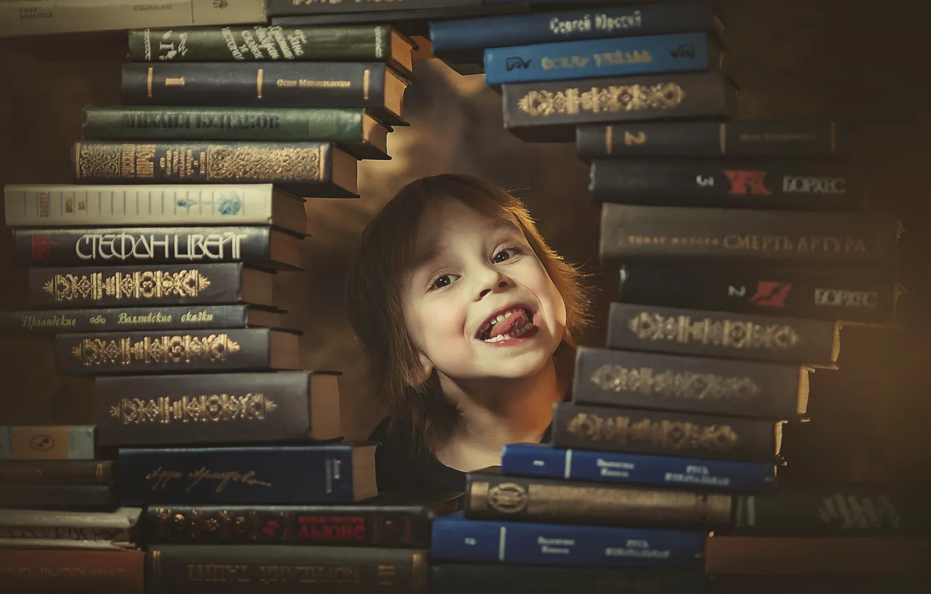 Photo wallpaper books, boy, child, APE, Ksenia Lysenkova, teaser
